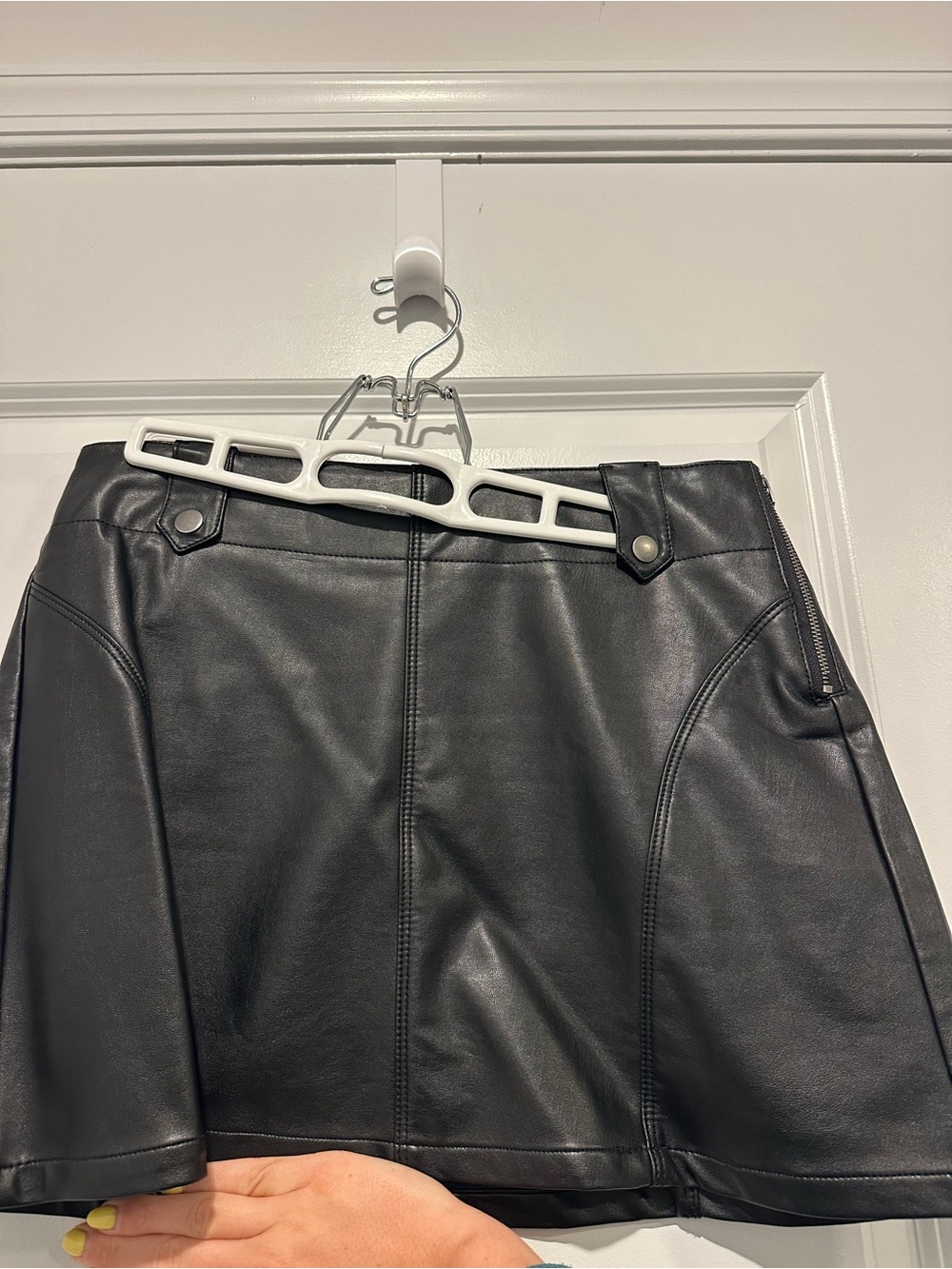 Free People Black Faux Leather Mini Skirt